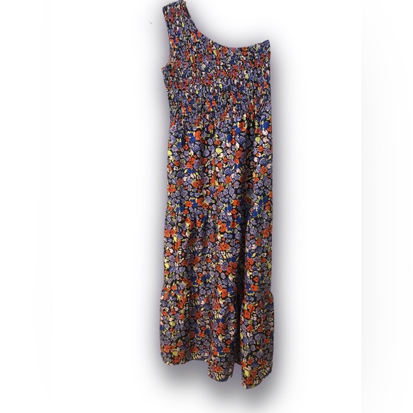 Guzom One Shoulder Mesh Wave Floral Sleeveless Long Midi Dress | women's size L - Picture 5 of 7